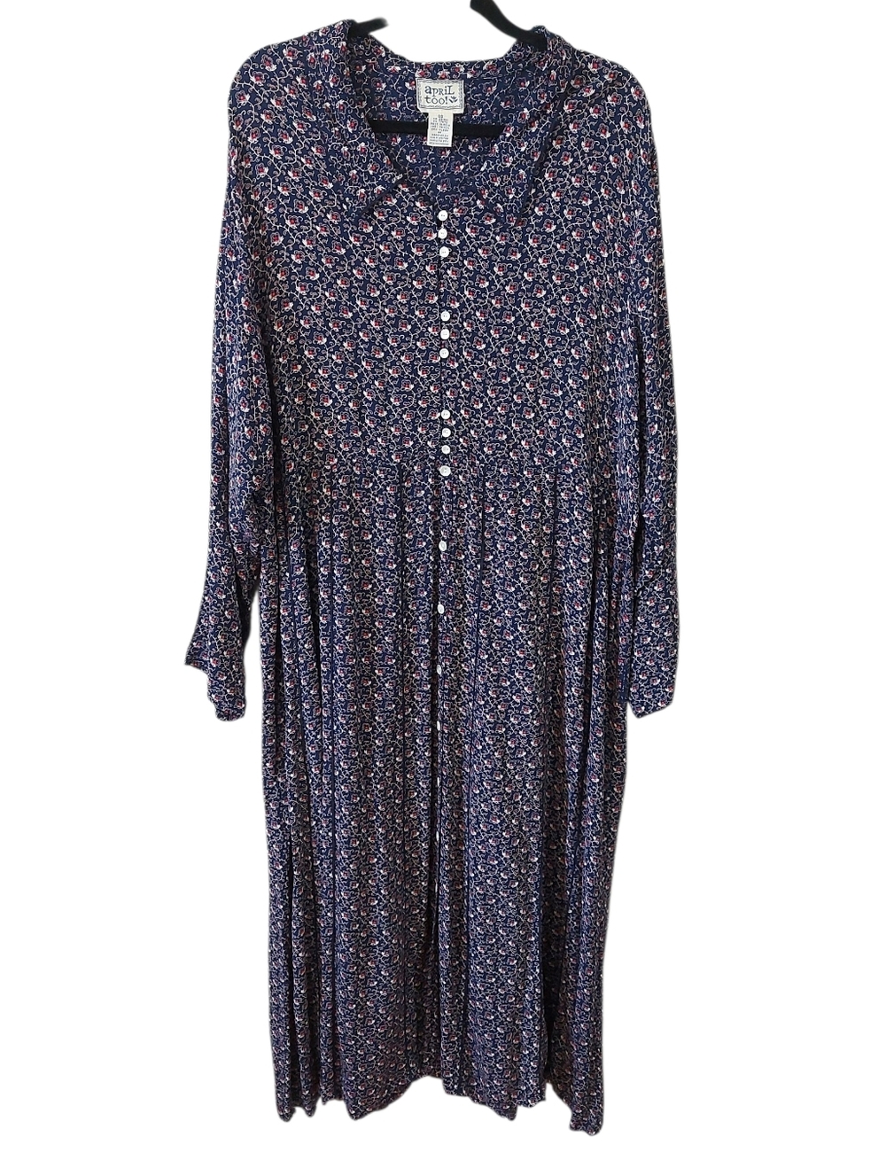 April Too Cornell Fairy Cottagecore Button Front Floral Maxi Dress Long Sleeve